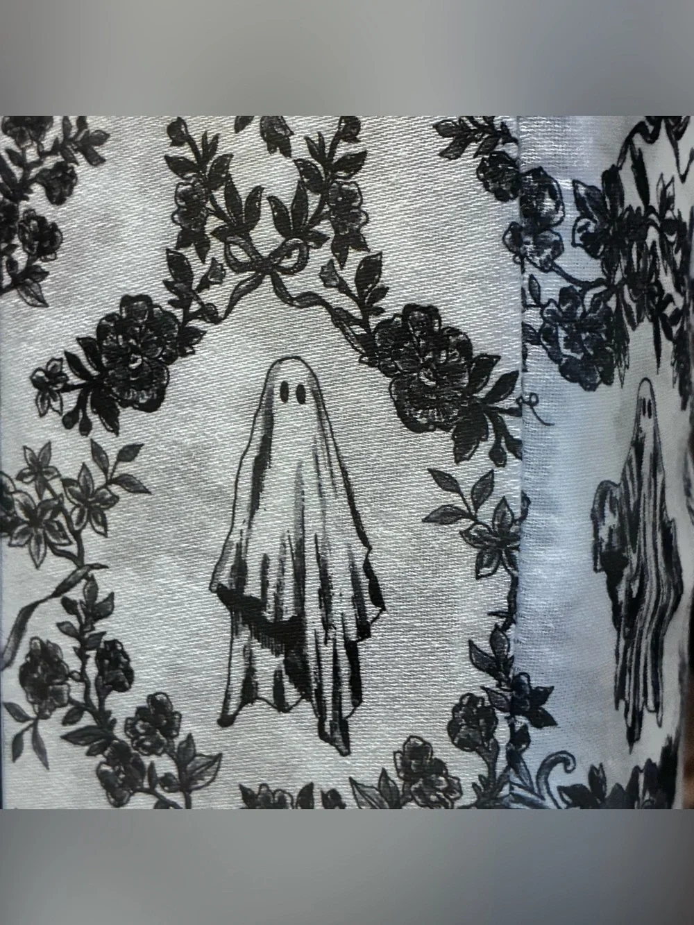 Cynthia Rowley Halloween Black & White Ghost Toile FULL‎ Sheet Set VIRAL Bedding